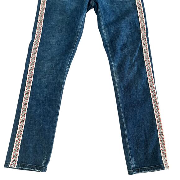 Pilcro Slim Boyfriend Crop Jeans Size 26 Embroidered Side Stripe Anthropologie - Picture 4 of 14